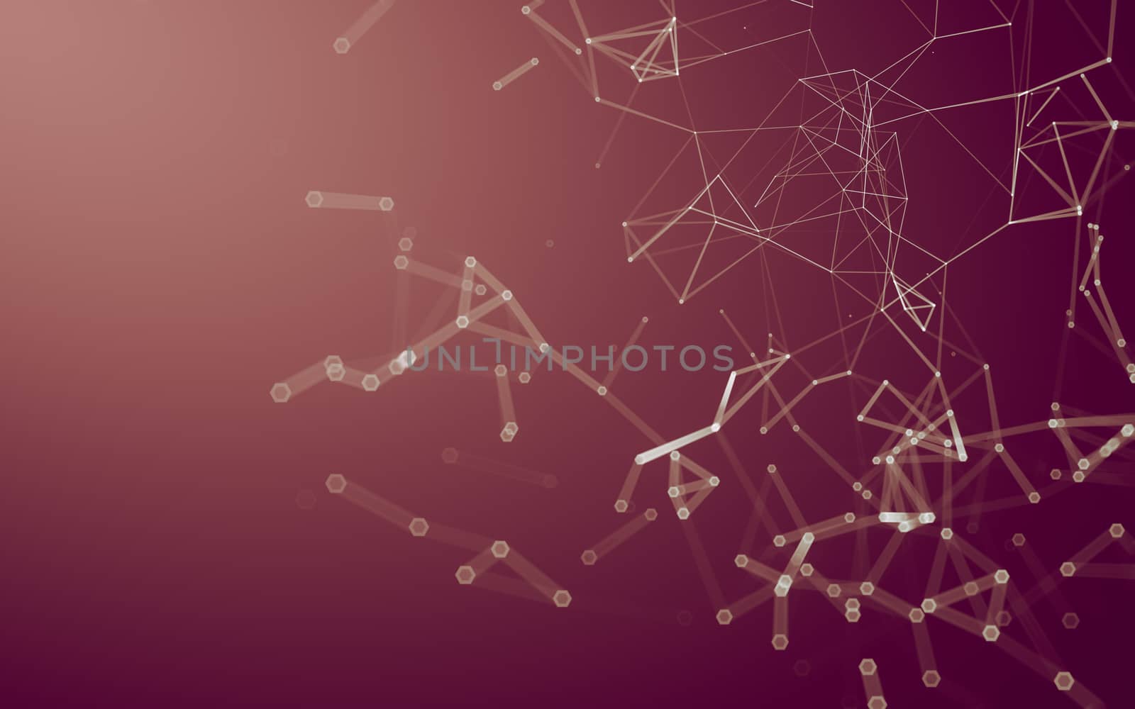 Abstract polygonal space low poly dark background with connecting dots and lines. Connection structure. 3d rendering