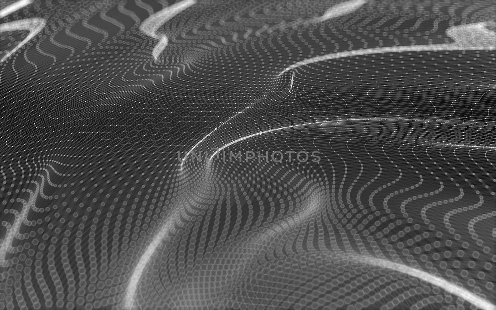 Abstract polygonal space low poly dark background with connecting dots and lines. Connection structure. 3d rendering