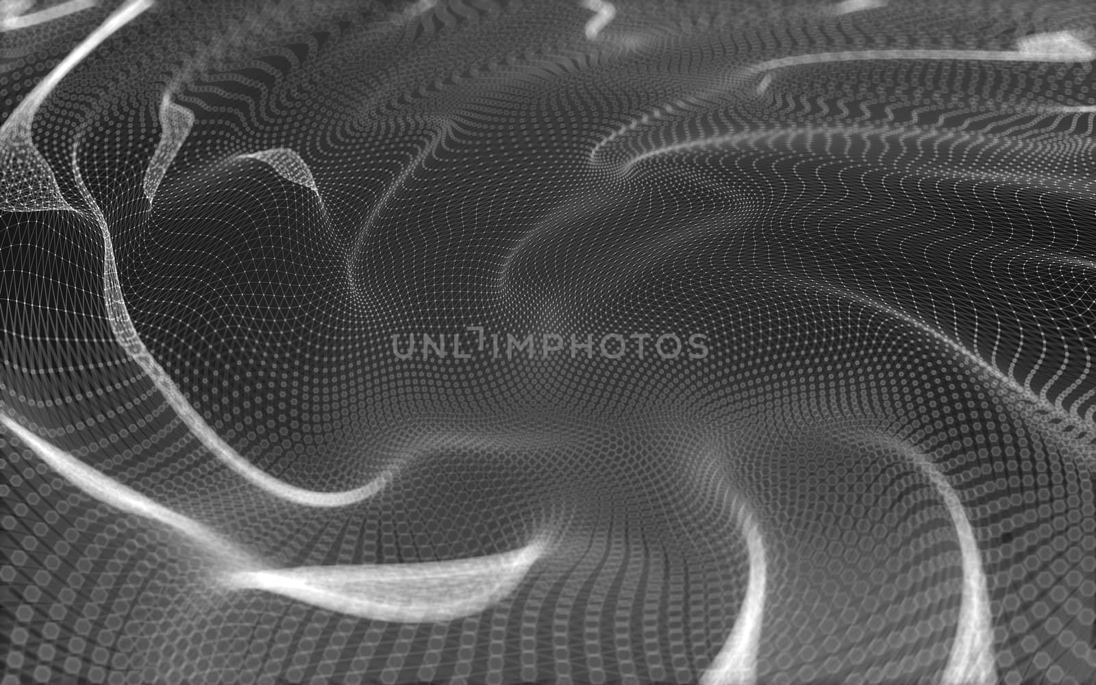 Abstract polygonal space low poly dark background with connecting dots and lines. Connection structure. 3d rendering