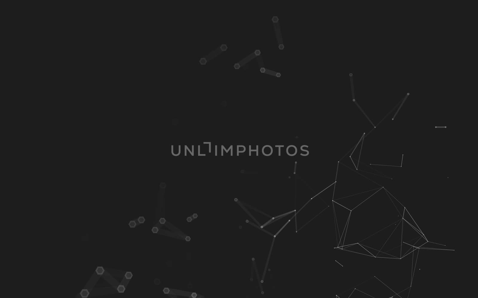 Abstract polygonal space low poly dark background with connecting dots and lines. Connection structure. 3d rendering