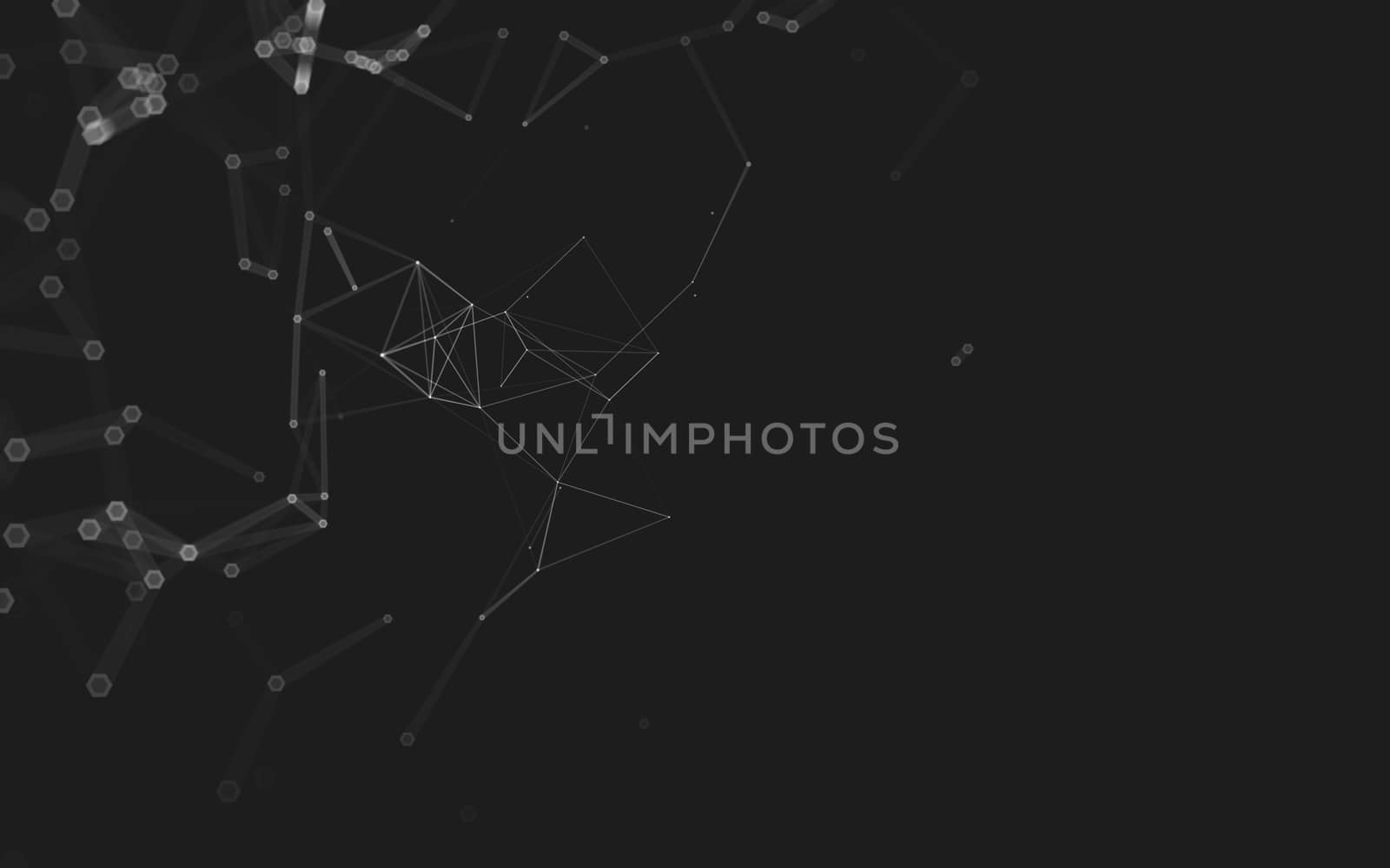 Abstract polygonal space low poly dark background with connecting dots and lines. Connection structure. 3d rendering