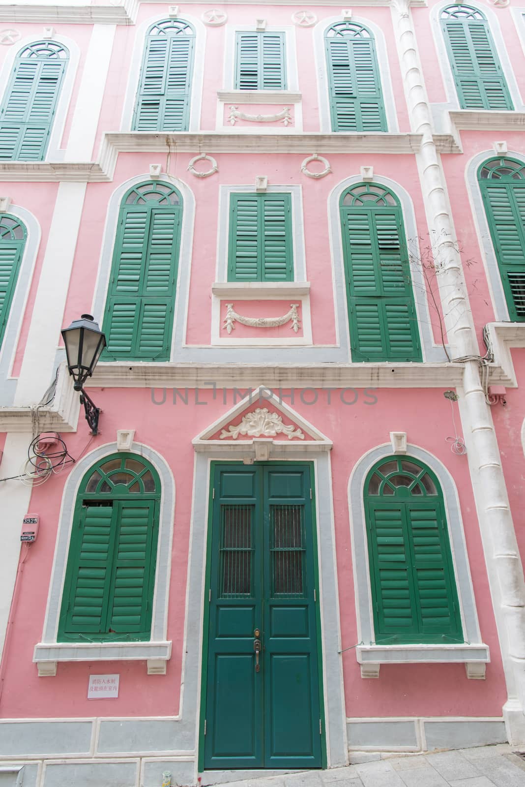 The traditional quaint houses in pink Portugal style and vintage. by MCVSN