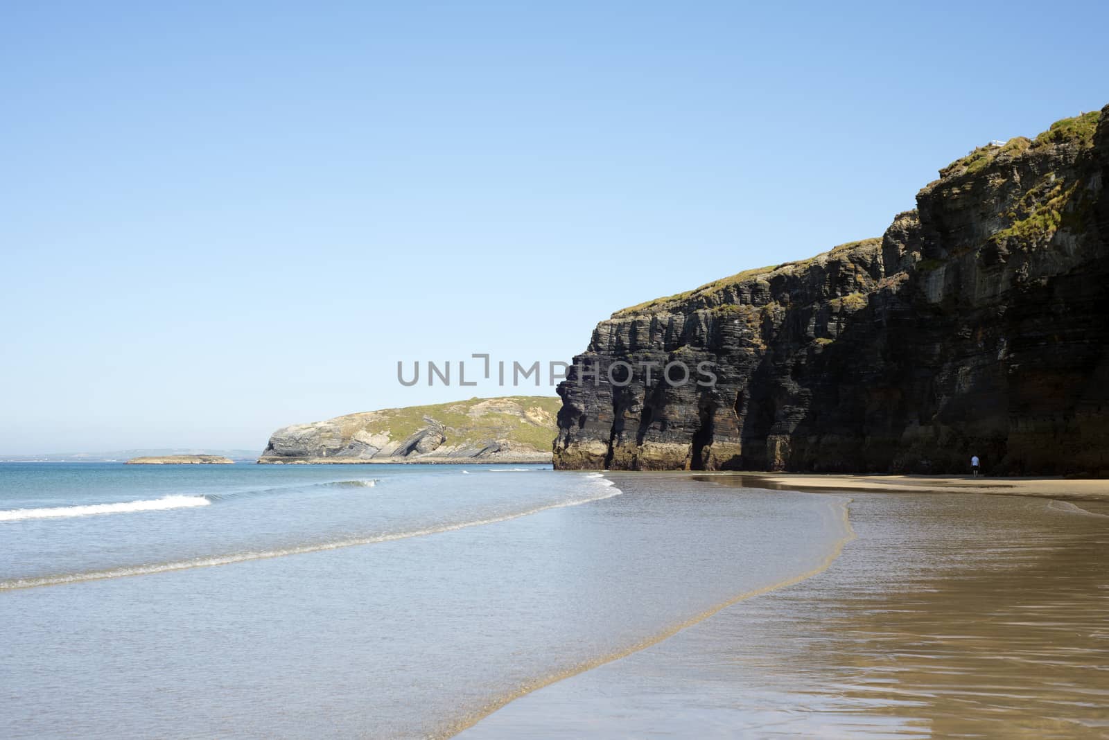 ballybunion beach and cliffs on the wild atlantic way at low tide