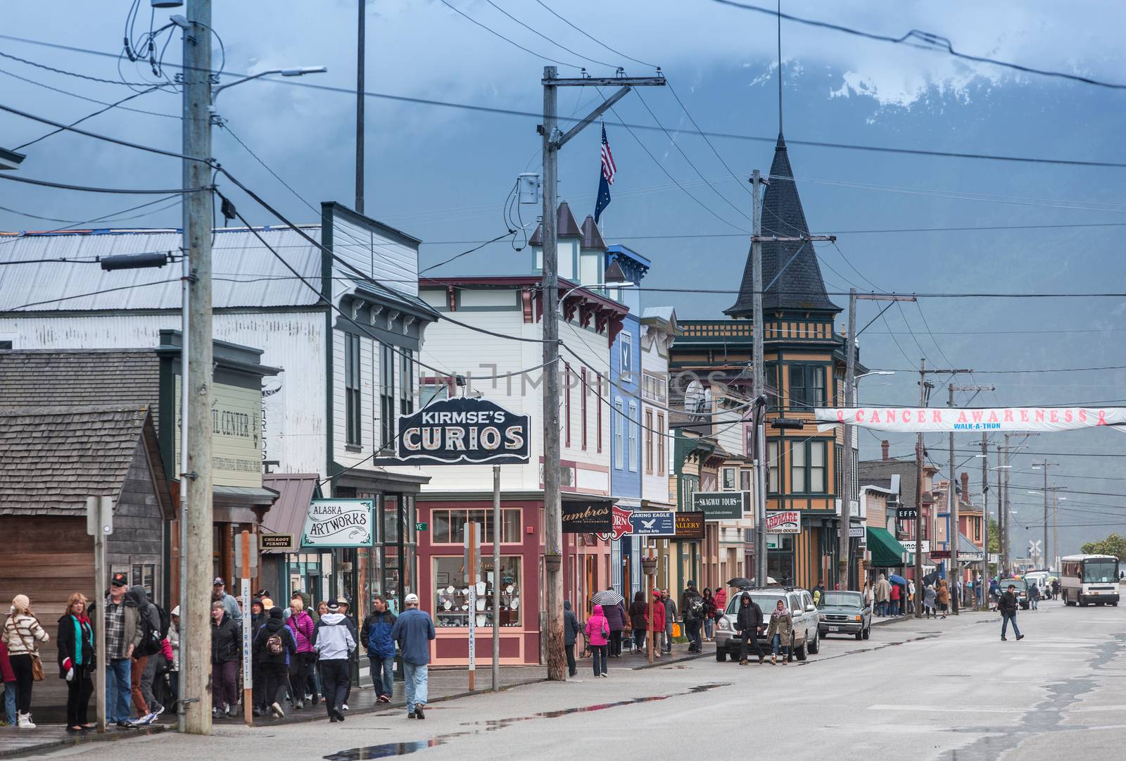 SKAGWAY, AK - MAY 17: Broadway Street on one of the first days of the tourist season on May 17, 2016 in Skagway, AK.