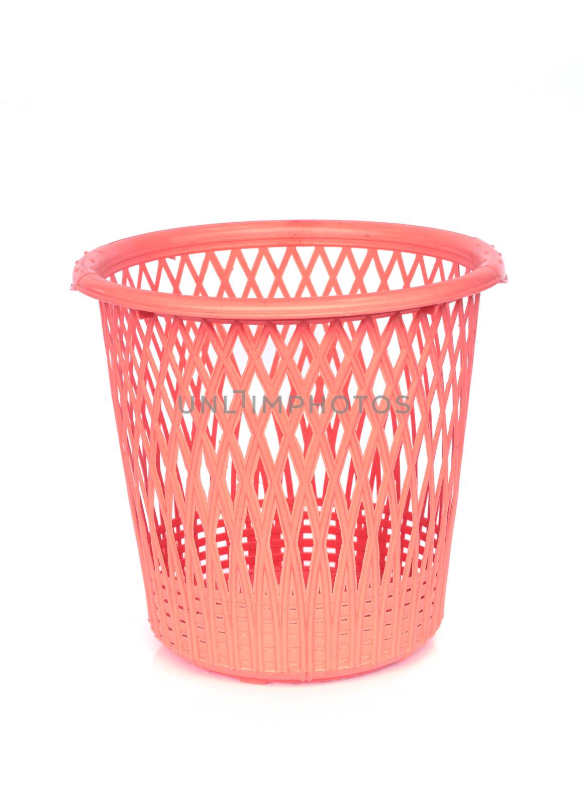 Image of plastic basket on white background