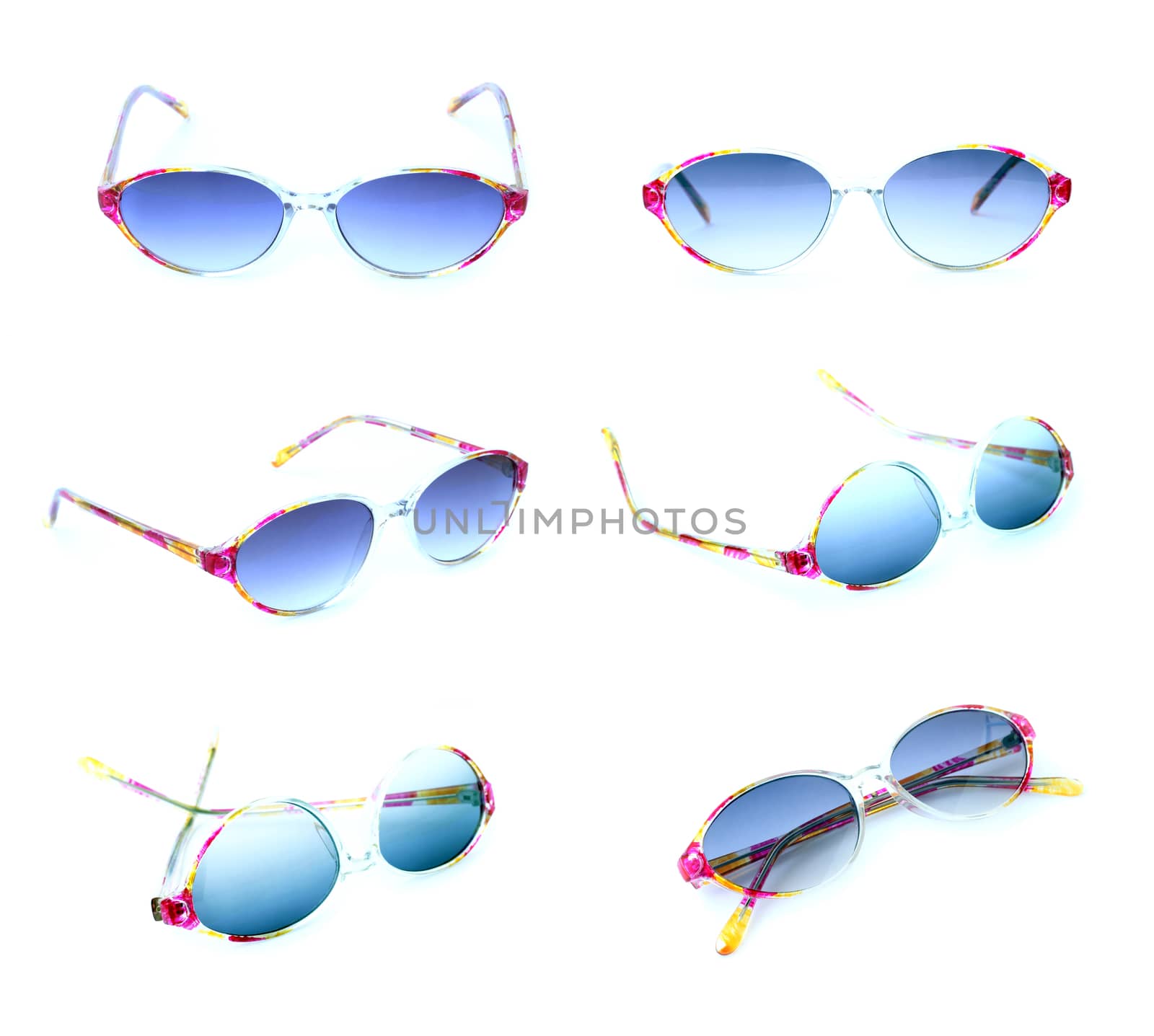Group of beautiful sunglasses isolated on white background by yod67
