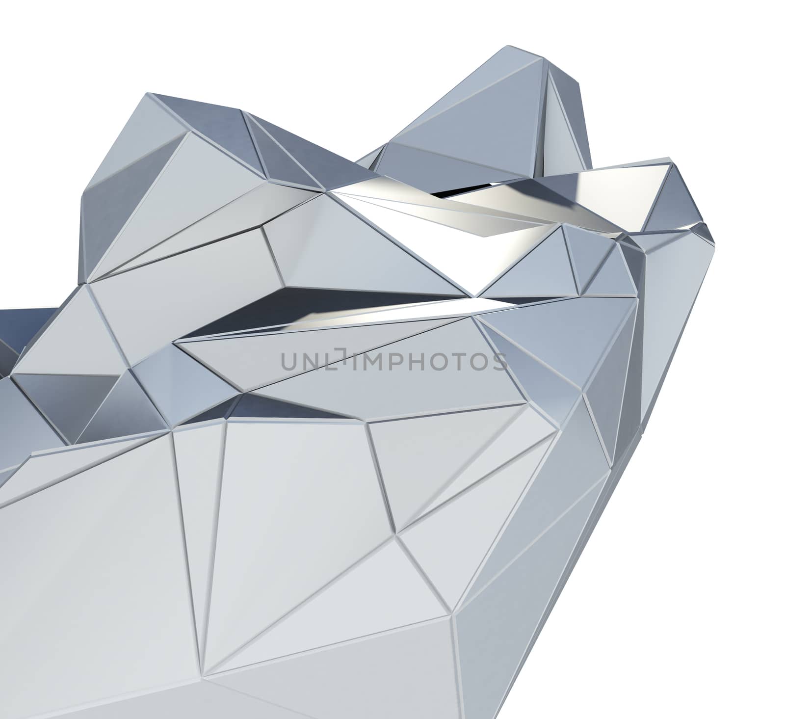 Abstract metal architectural pattern on white. 3D rendering