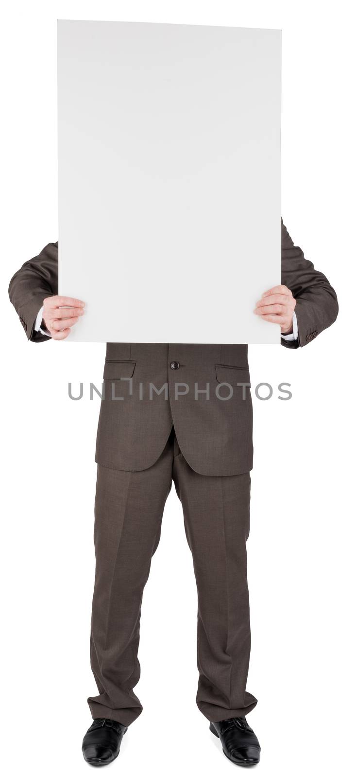 Man holding blank poster by cherezoff