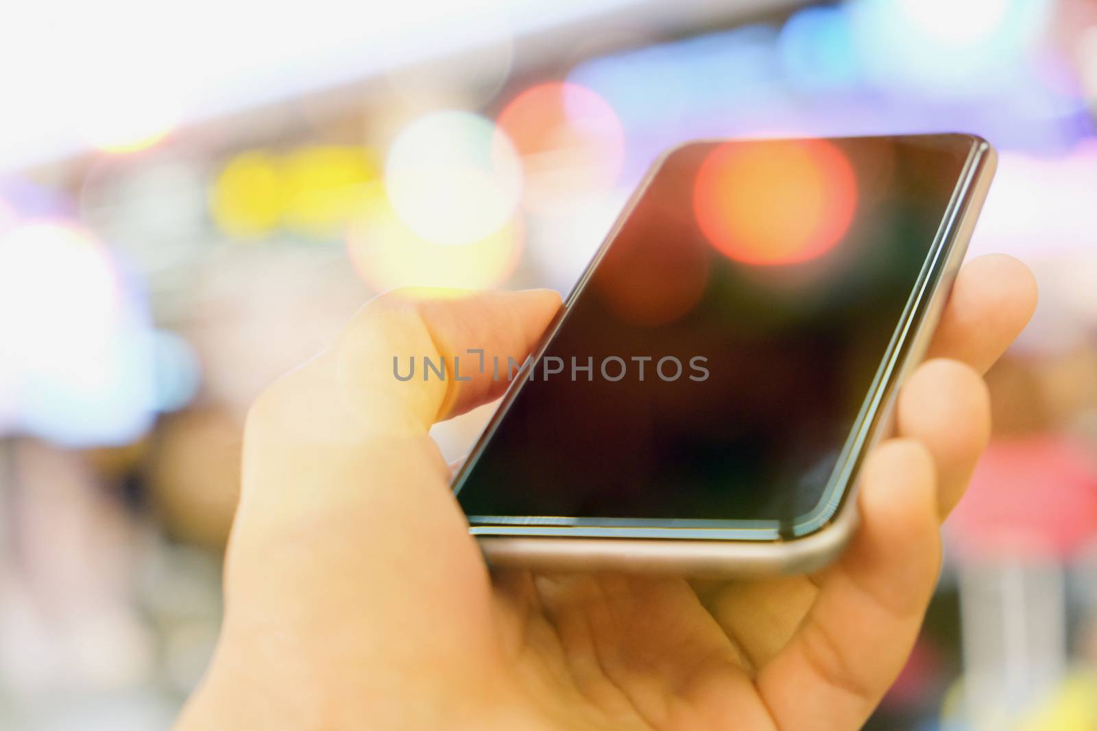 communication technology concept, close up image of people using smart phone
