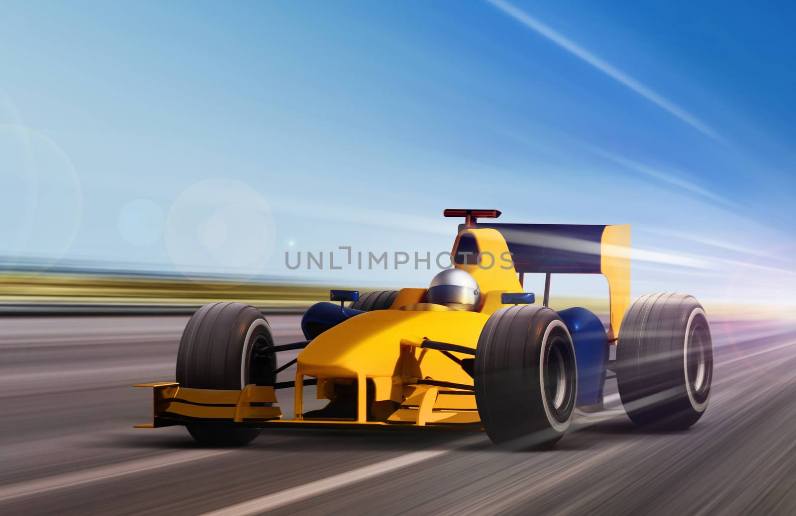 formula one race car on speed track - motion blur