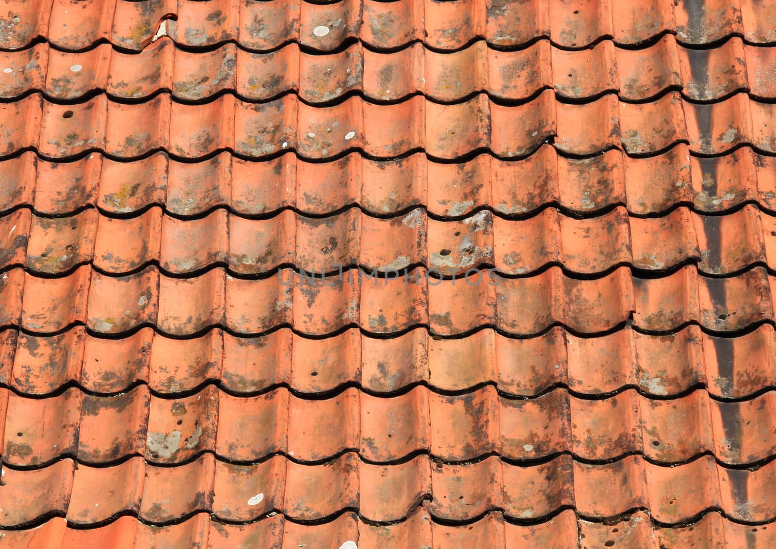 Red grunge clay roof tile background