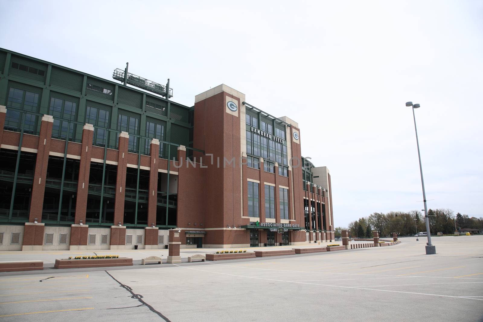 Historic Lambeau Field in Wisconsin. The Packers NFL stadium is sometimes referred to as the Frozen Tundra.