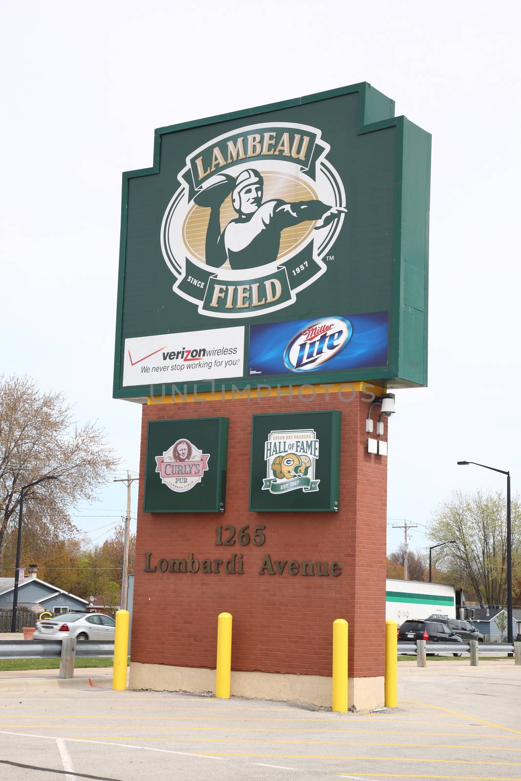 Historic Lambeau Field in Wisconsin. The Packers NFL stadium is sometimes referred to as the Frozen Tundra.