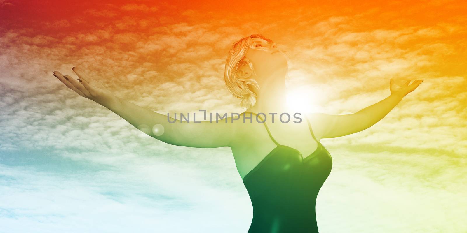 Financial Freedom Concept with Lady Jumping in the Air