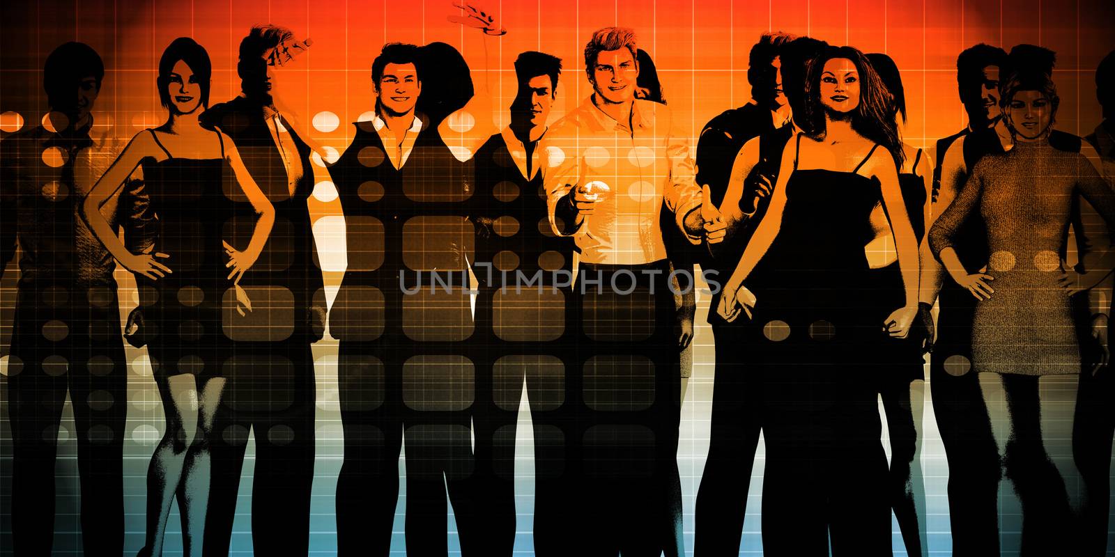 Business People Standing in a Row Art
