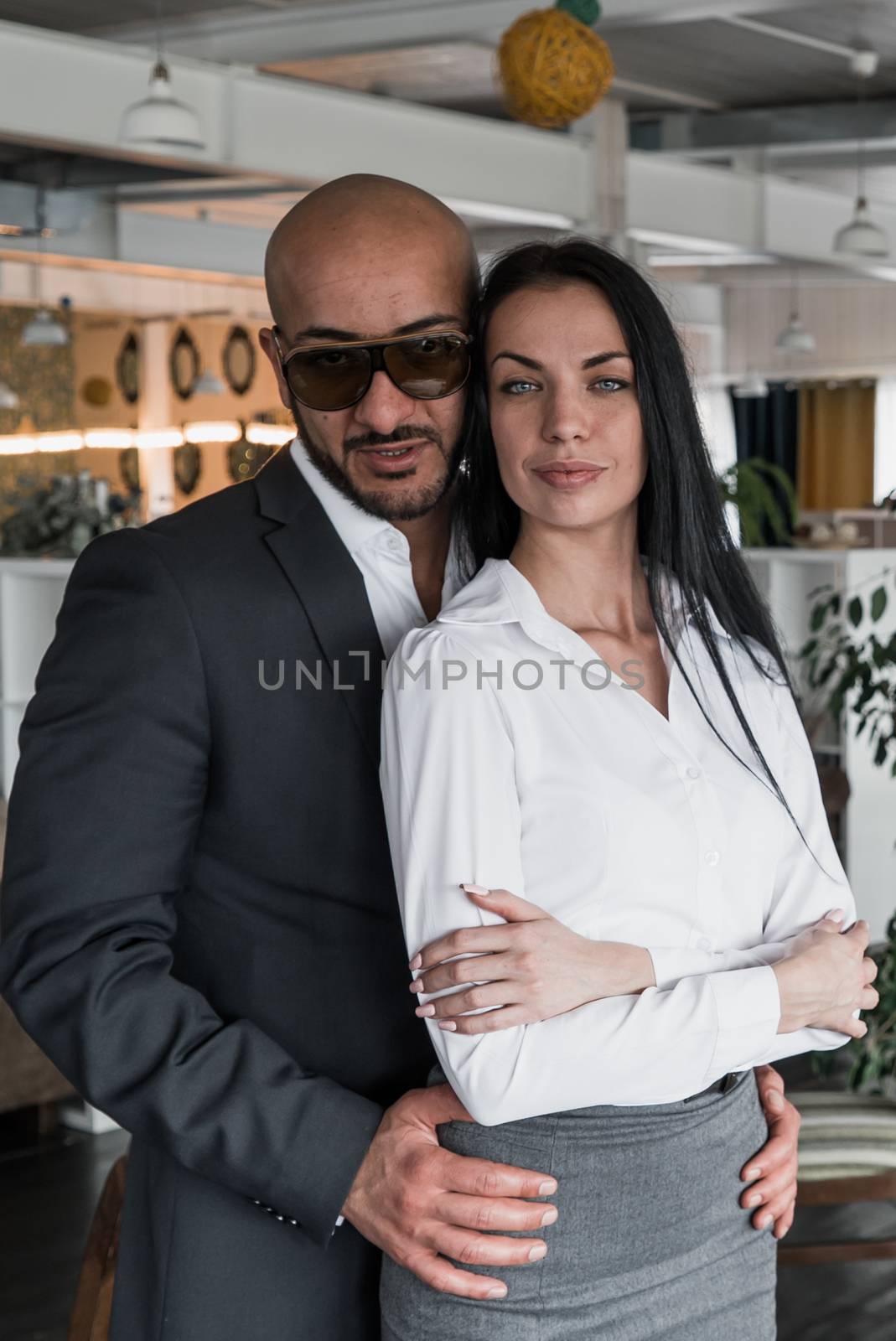 Portrait of an Arab businessman with a girl by vipvn
