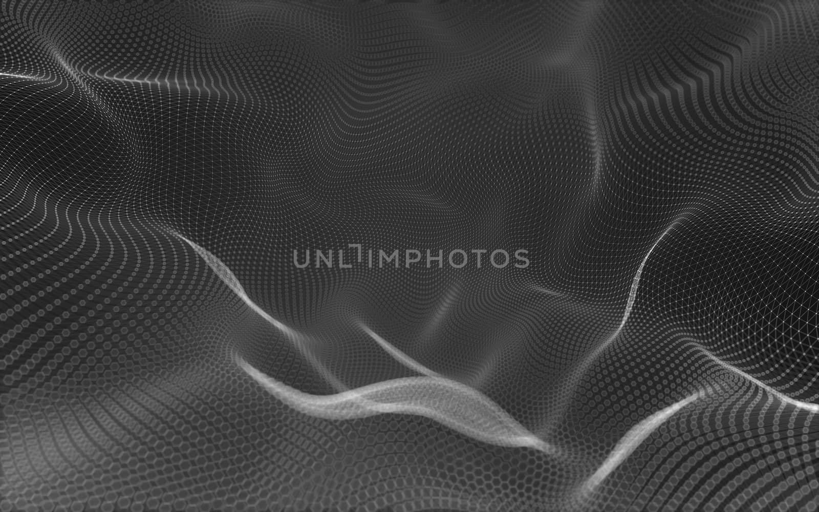 Abstract polygonal space low poly dark background with connecting dots and lines. Connection structure. 3d rendering