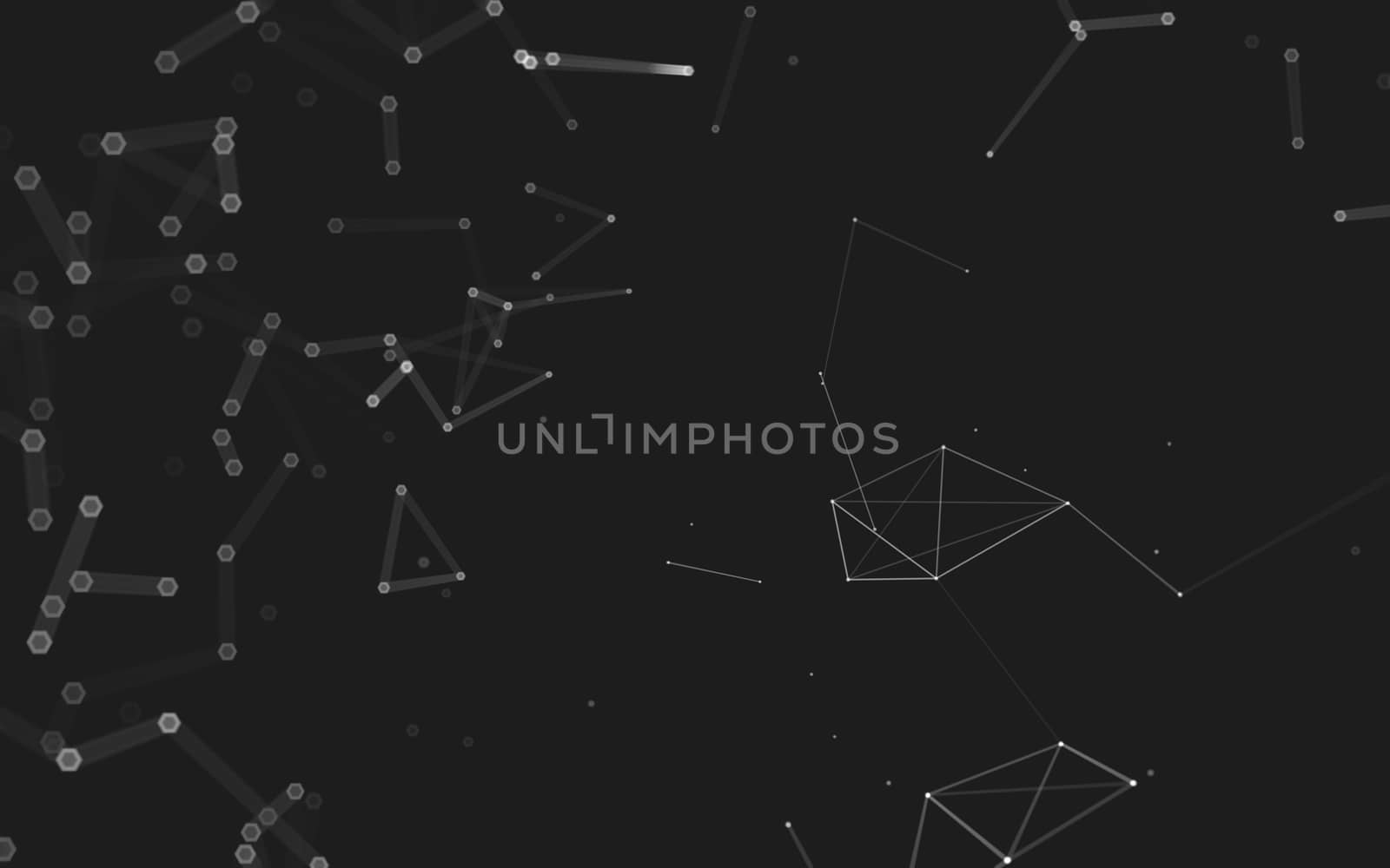 Abstract polygonal space low poly dark background with connecting dots and lines. Connection structure. 3d rendering