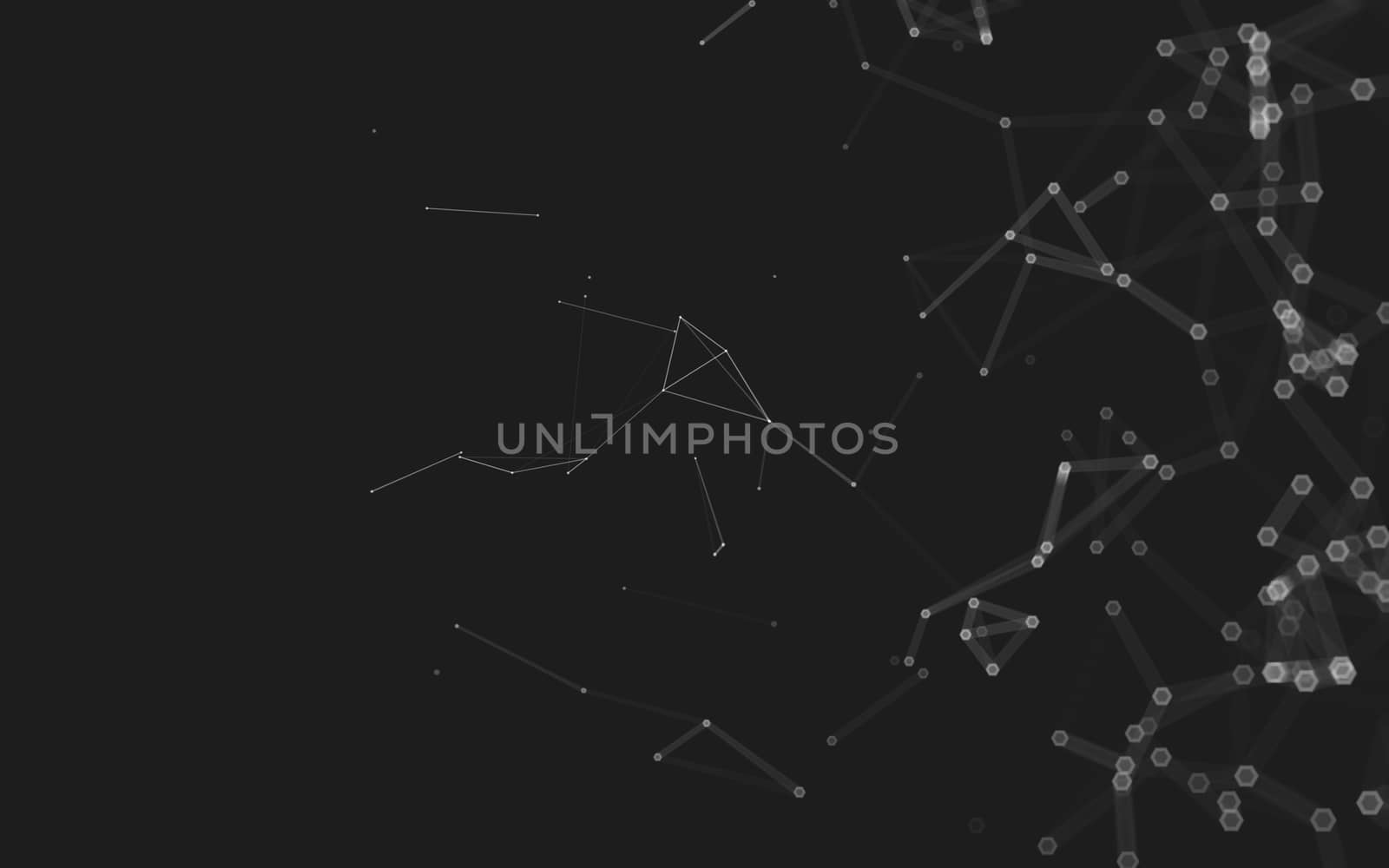 Abstract polygonal space low poly dark background with connecting dots and lines. Connection structure. 3d rendering