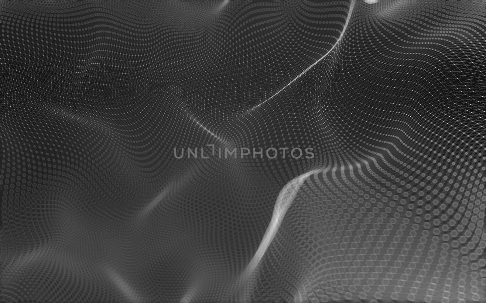 Abstract polygonal space low poly dark background with connecting dots and lines. Connection structure. 3d rendering