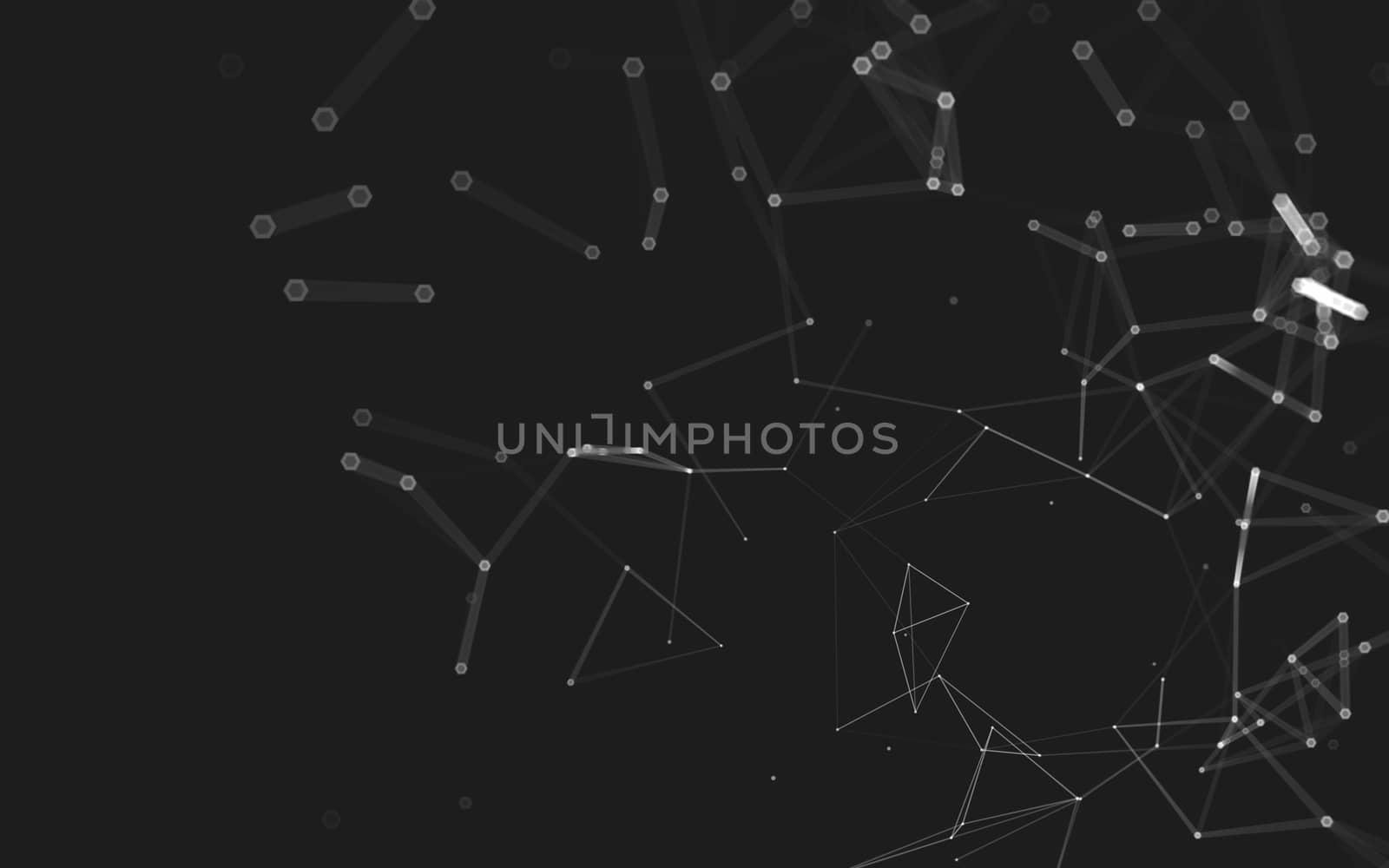 Abstract polygonal space low poly dark background with connecting dots and lines. Connection structure. 3d rendering