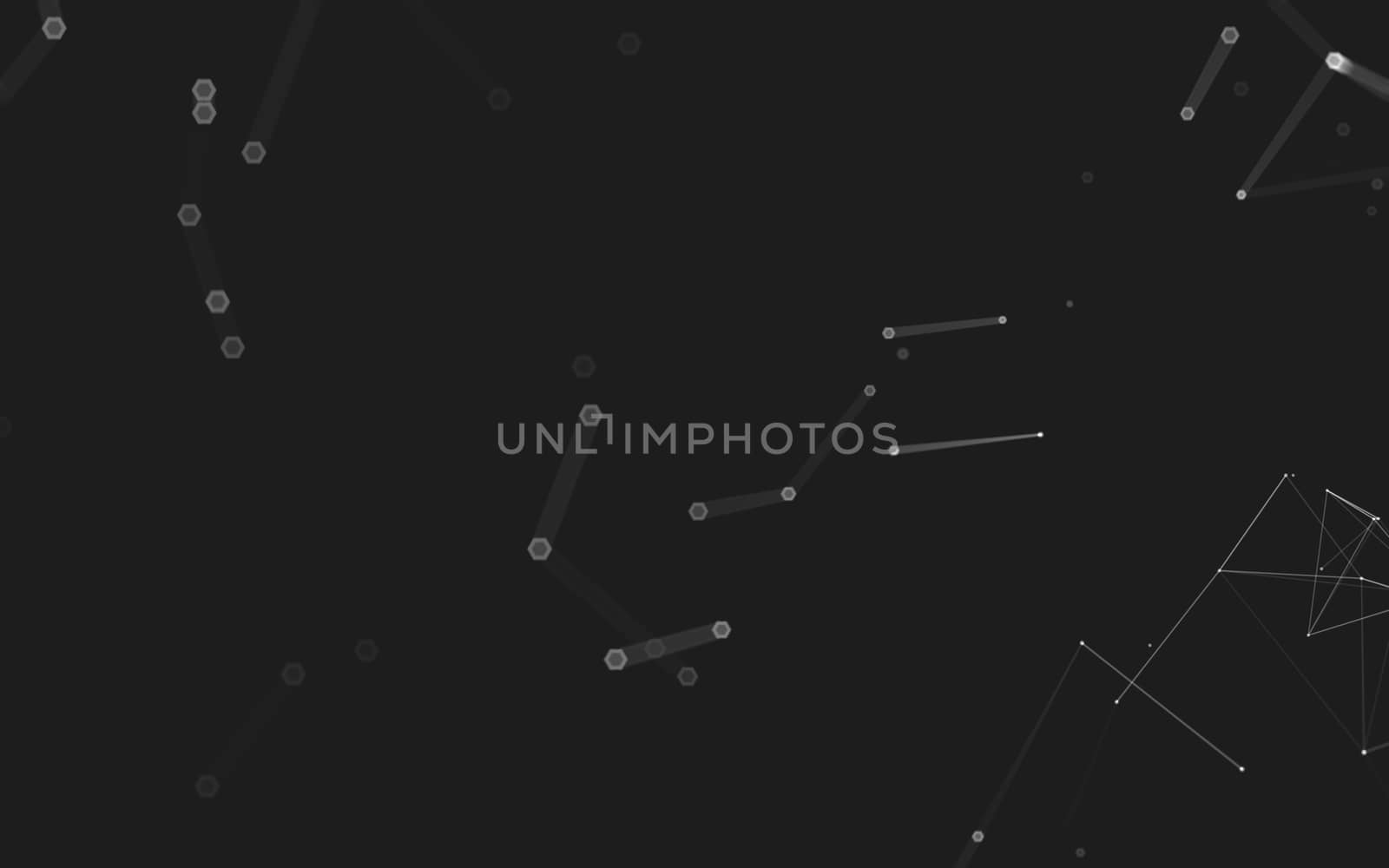 Abstract polygonal space low poly dark background with connecting dots and lines. Connection structure. 3d rendering