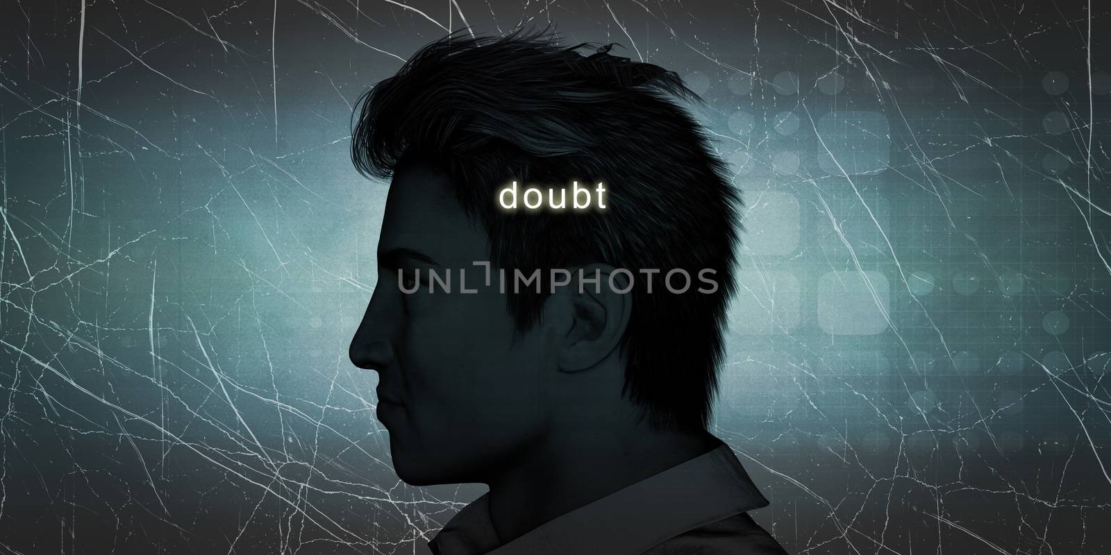 Man Experiencing Doubt as a Personal Challenge Concept