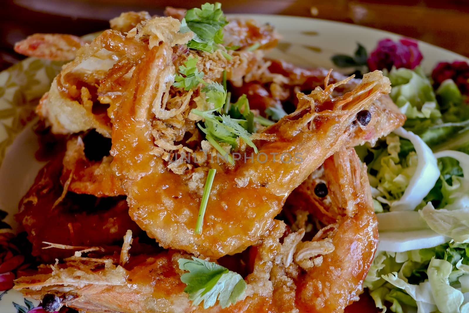 Deep Fried Shrimp with Tamarind Sauce by art9858