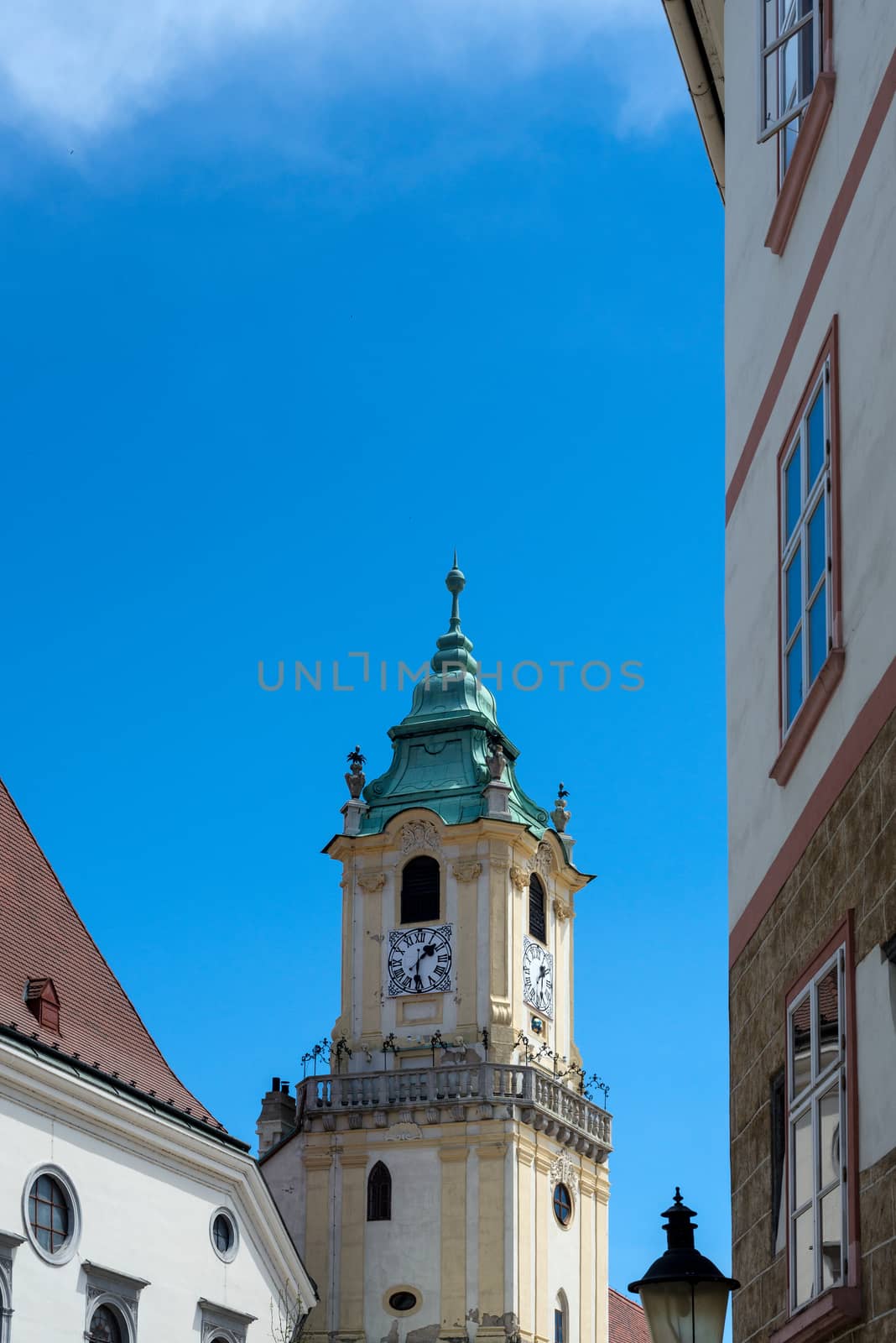 Bratislava city - view of Old Town Hall from Main Square in Bratislava