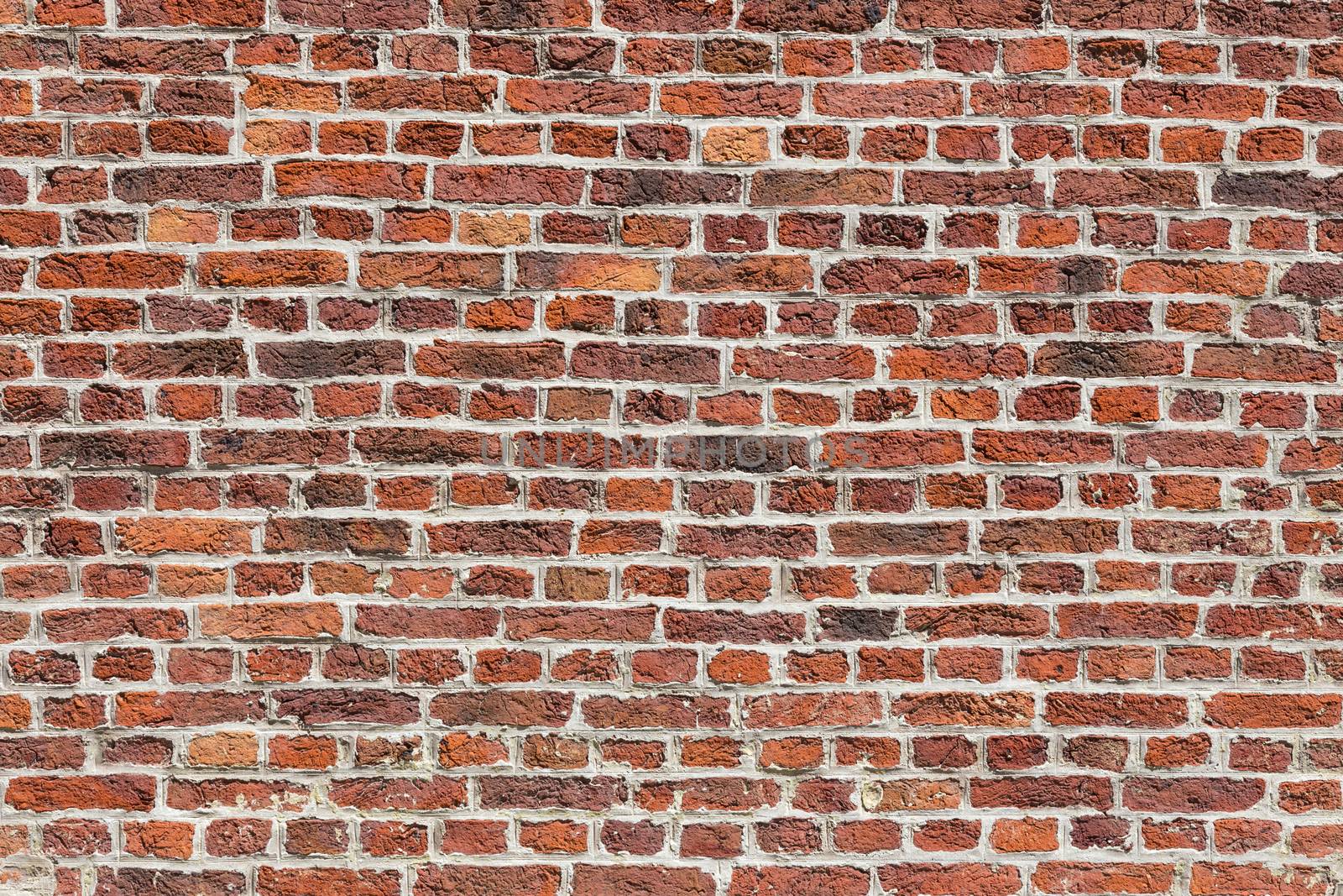 Background of old vintage orange brick wall.