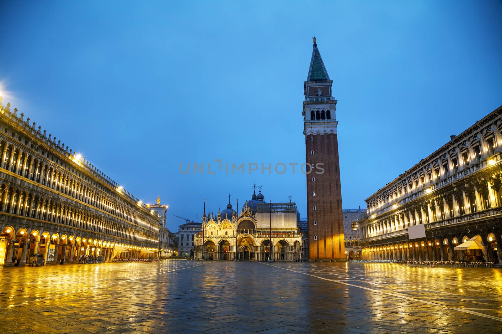 San Marco square in Venice, Italy at the night time