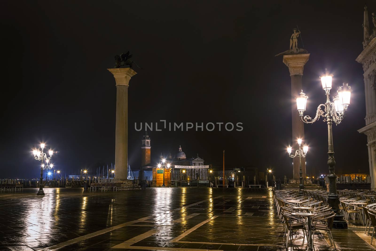 San Marco square in Venice, Italy at the night time