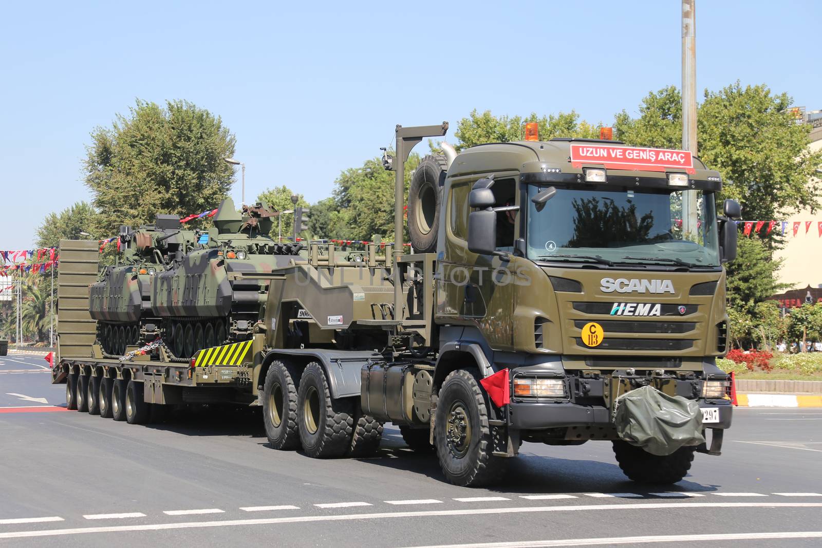 ISTANBUL, TURKEY - AUGUST 30, 2015: Military vehicle during 93th anniversary of 30 August Turkish Victory Day parade on Vatan Avenue