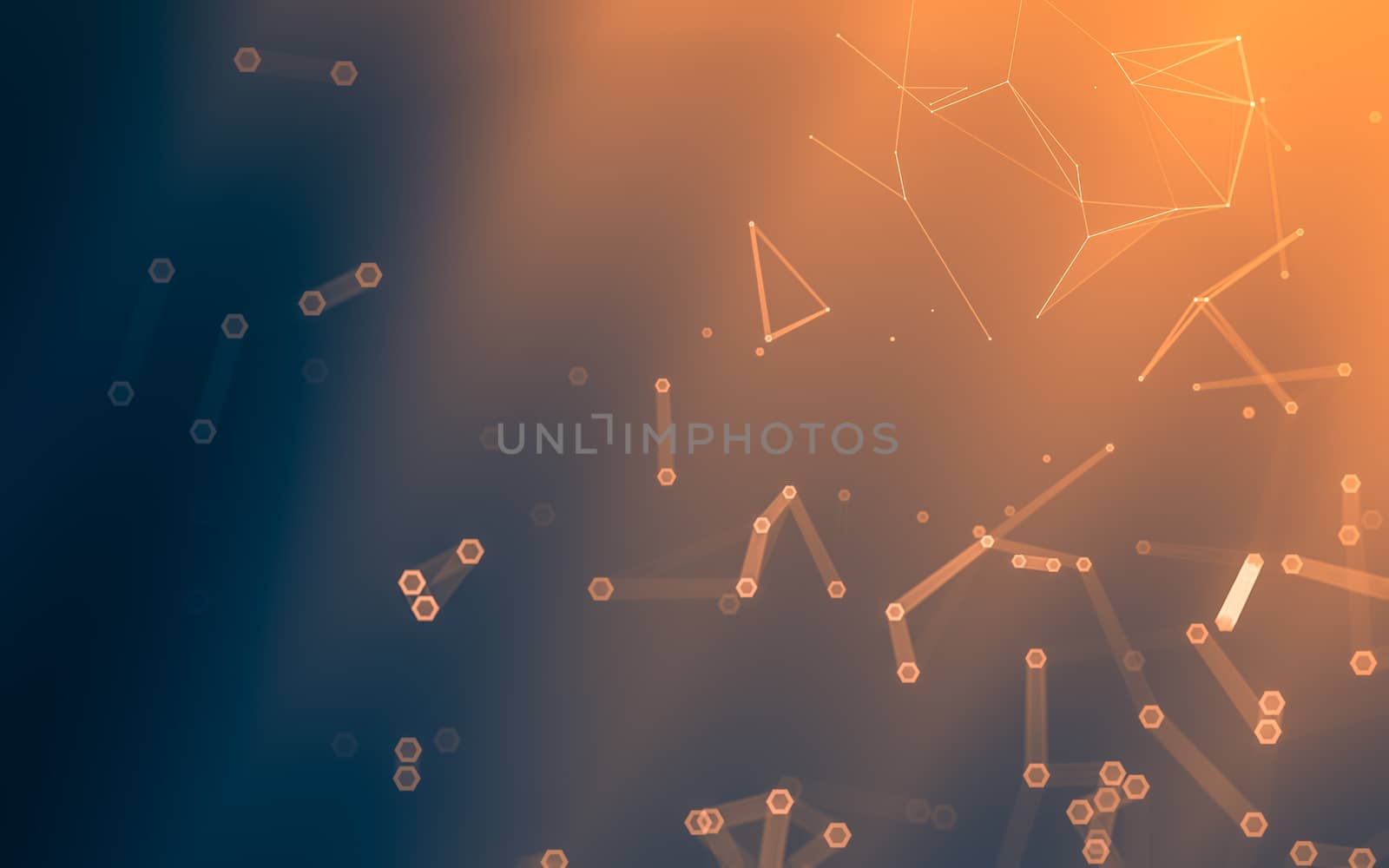 Abstract polygonal space low poly dark background with connecting dots and lines. Connection structure. 3d rendering