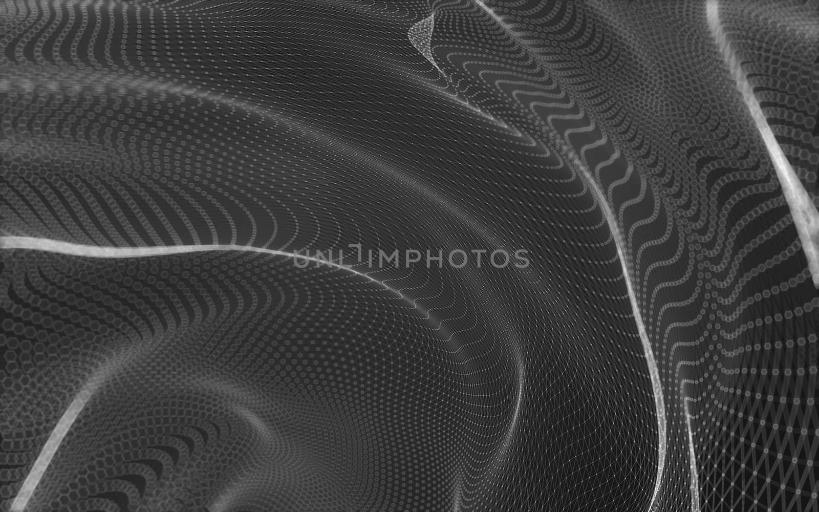 Abstract polygonal space low poly dark background with connecting dots and lines. Connection structure. 3d rendering