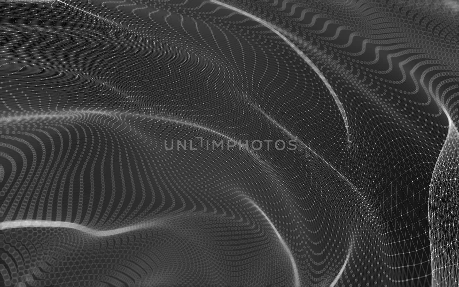 Abstract polygonal space low poly dark background with connecting dots and lines. Connection structure. 3d rendering