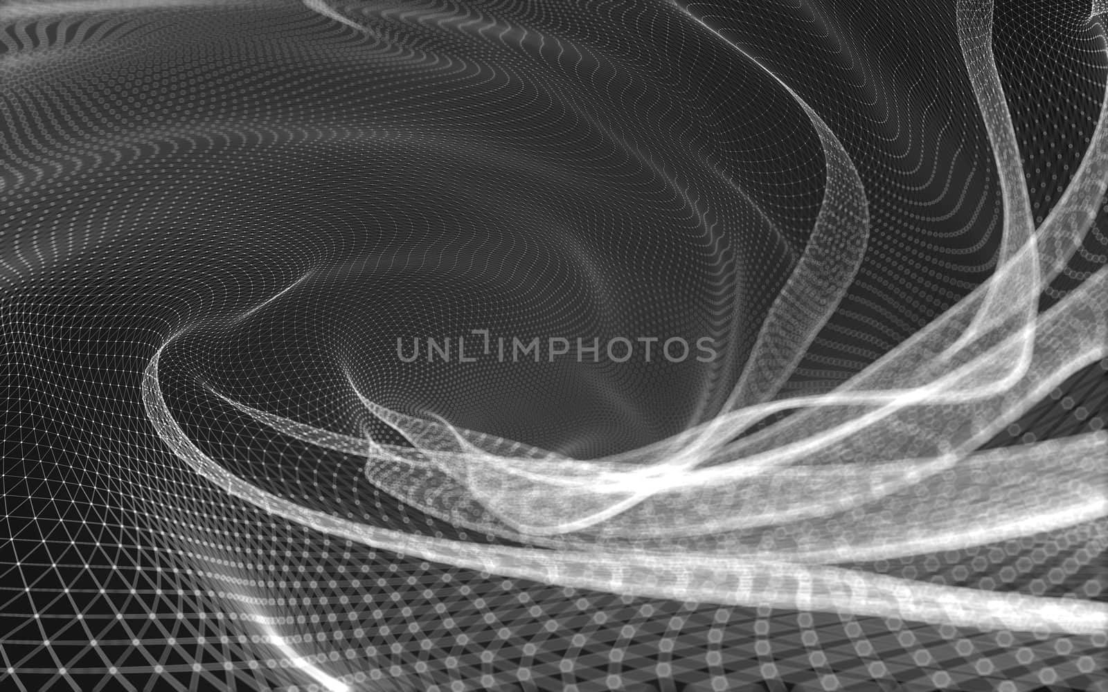 Abstract polygonal space low poly dark background with connecting dots and lines. Connection structure. 3d rendering