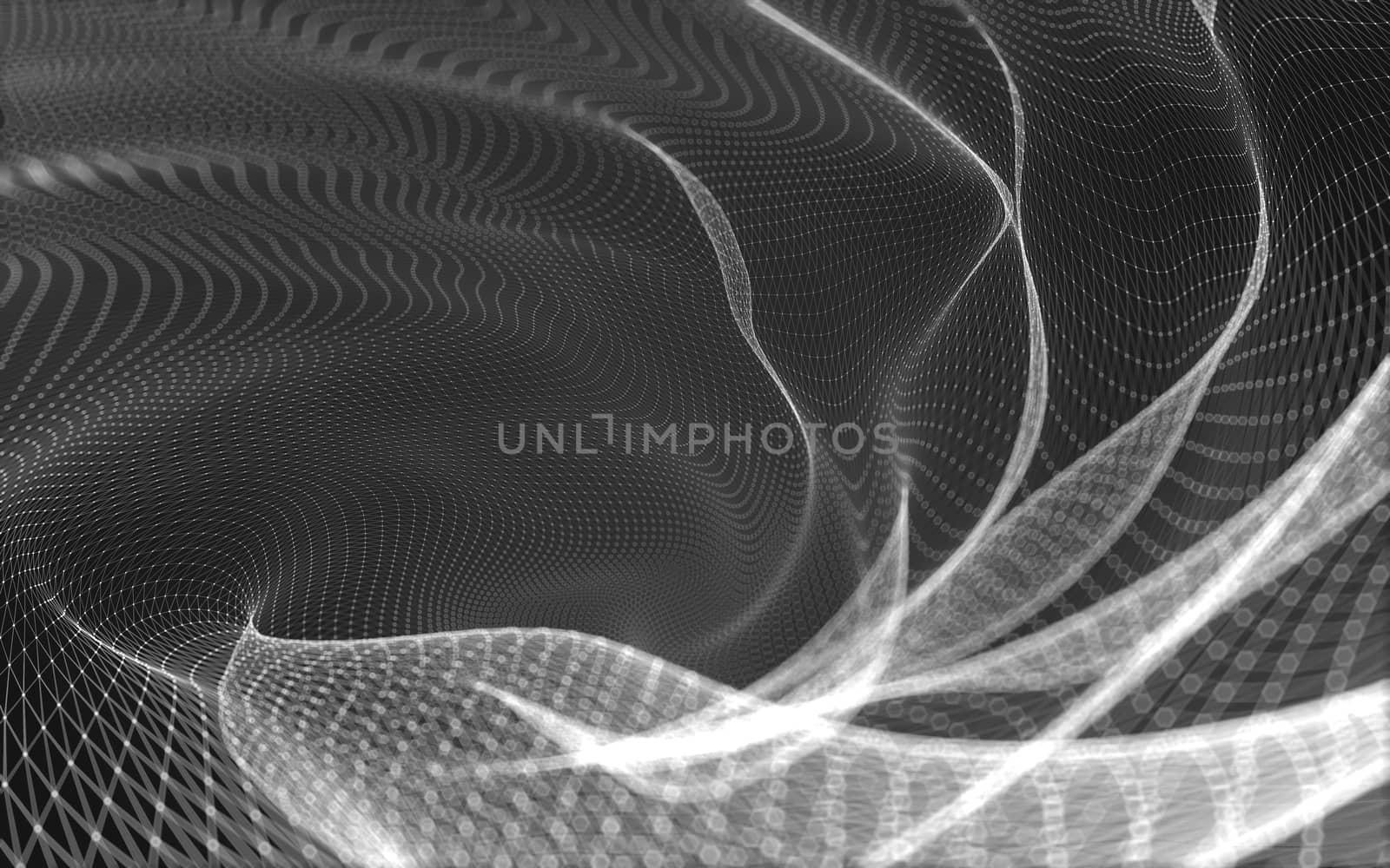 Abstract polygonal space low poly dark background with connecting dots and lines. Connection structure. 3d rendering