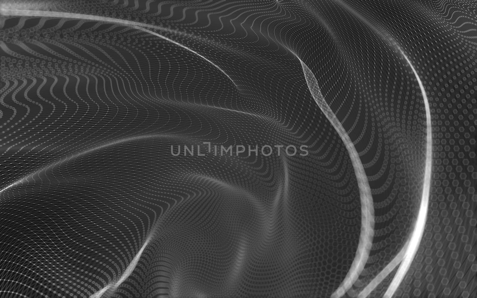 Abstract polygonal space low poly dark background with connecting dots and lines. Connection structure. 3d rendering