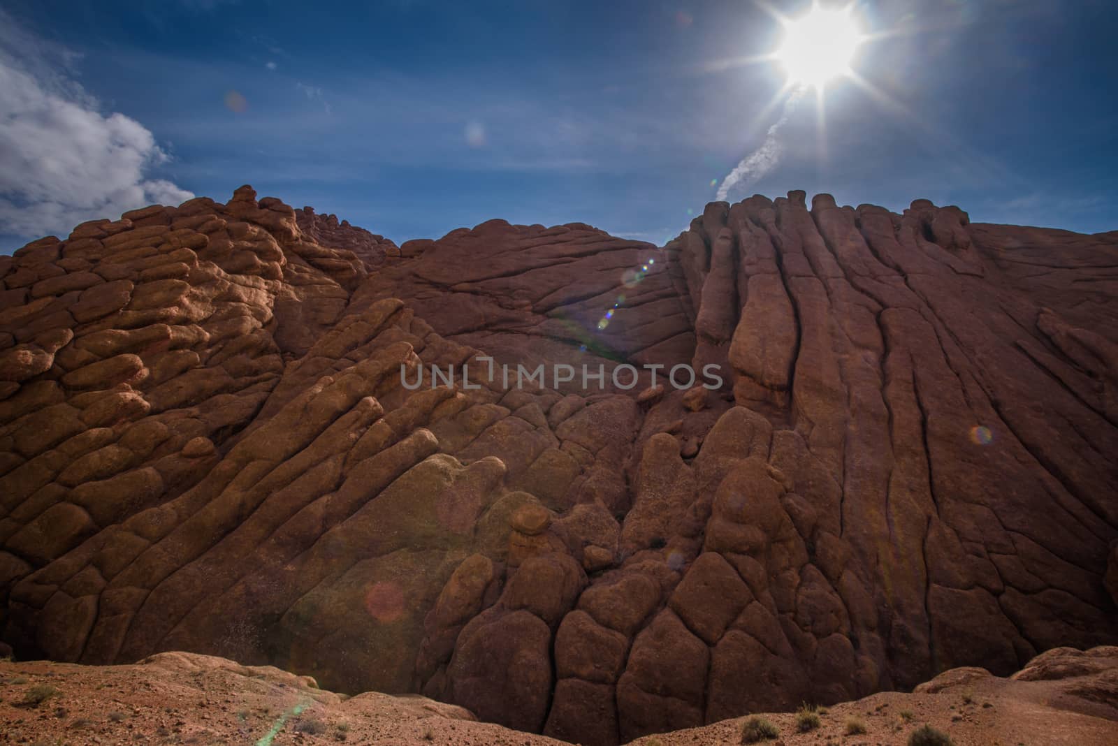 Scenic landscape in Dades Gorges, Atlas Mountains, Morocco by johnnychaos