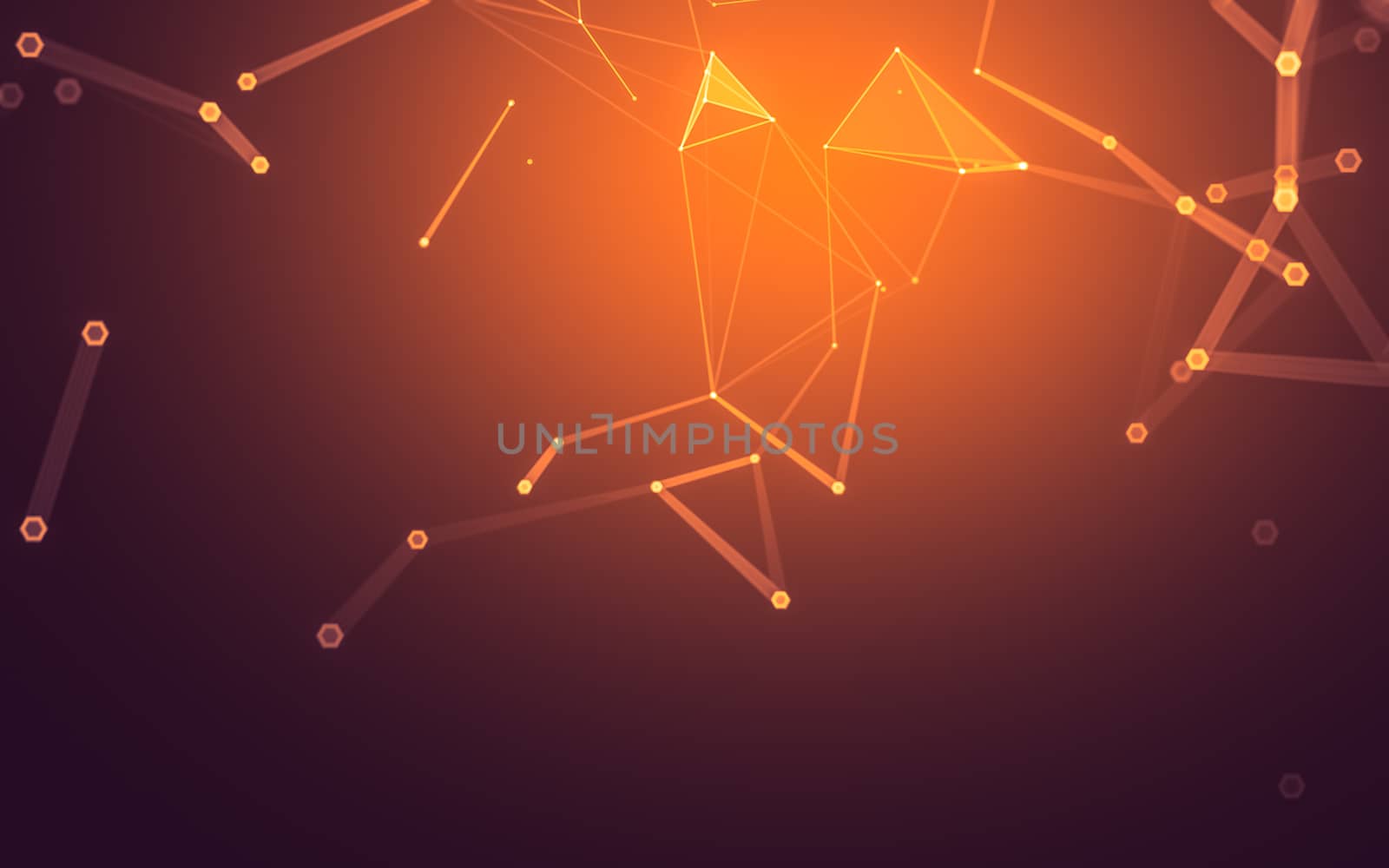 Abstract polygonal space low poly dark background with connecting dots and lines. Connection structure. 3d rendering