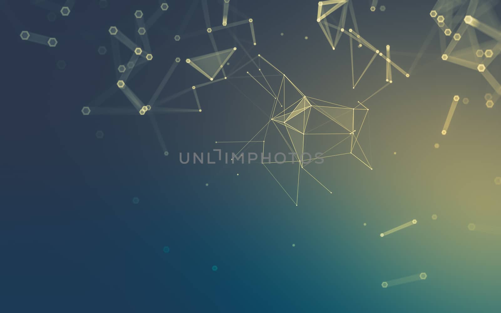 Abstract polygonal space low poly dark background, 3d rendering by teerawit