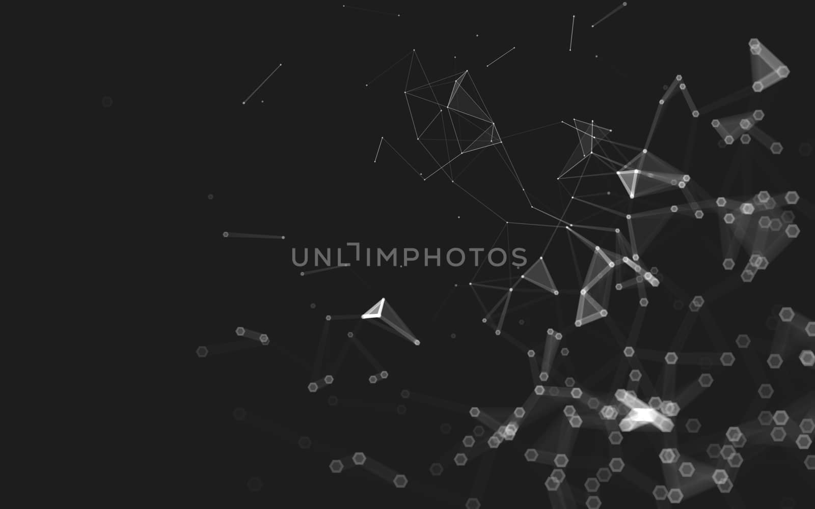 Abstract polygonal space low poly dark background with connecting dots and lines. Connection structure. 3d rendering