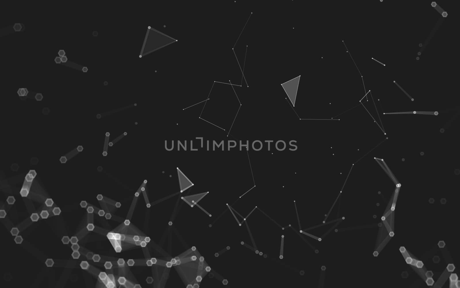 Abstract polygonal space low poly dark background with connecting dots and lines. Connection structure. 3d rendering