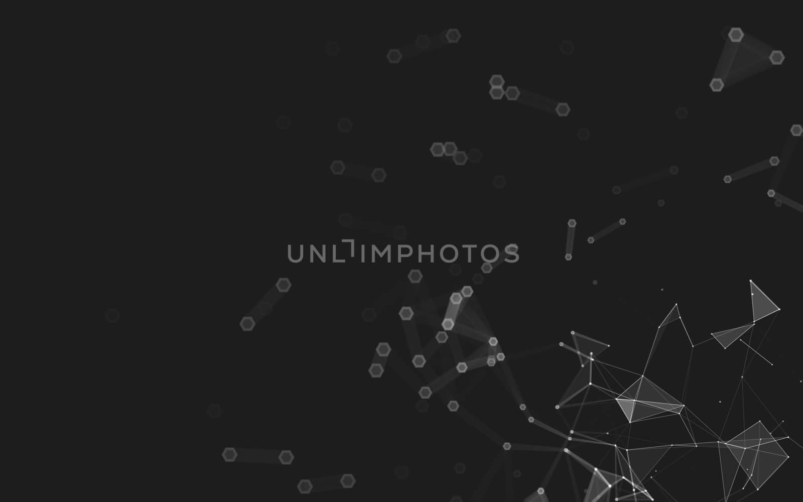 Abstract polygonal space low poly dark background with connecting dots and lines. Connection structure. 3d rendering