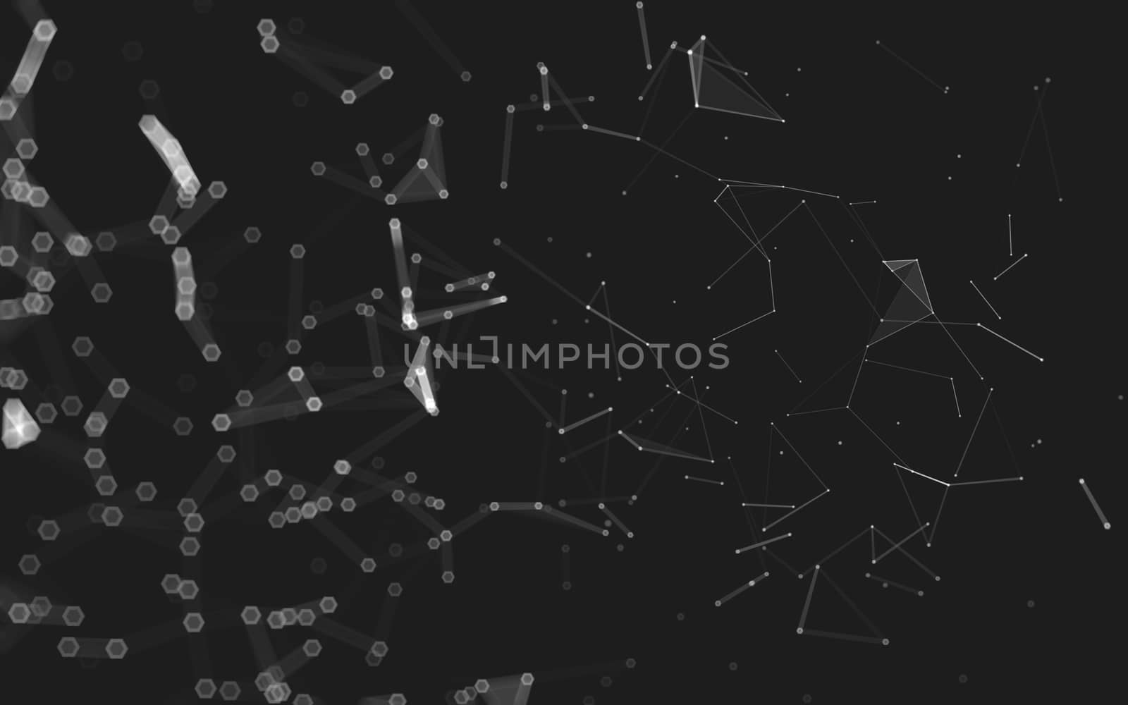 Abstract polygonal space low poly dark background with connecting dots and lines. Connection structure. 3d rendering