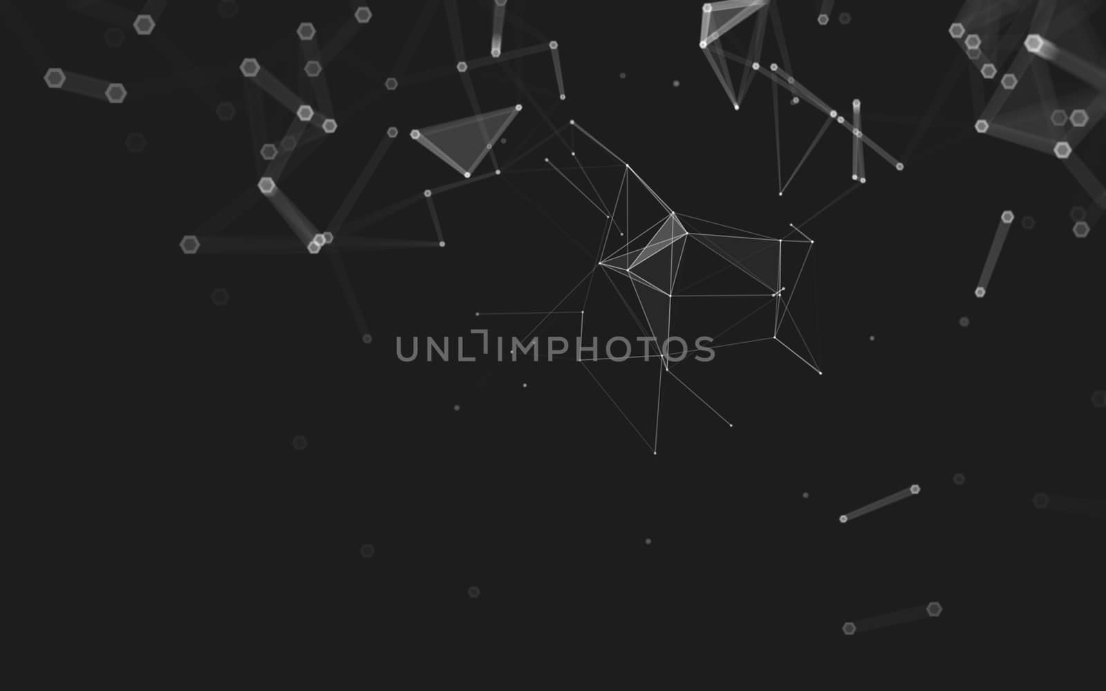 Abstract polygonal space low poly dark background with connecting dots and lines. Connection structure. 3d rendering