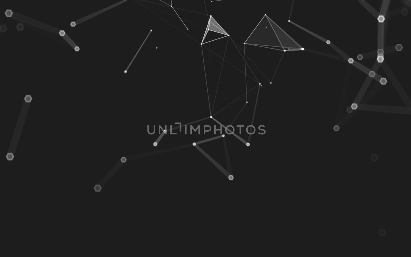 Abstract polygonal space low poly dark background with connecting dots and lines. Connection structure. 3d rendering