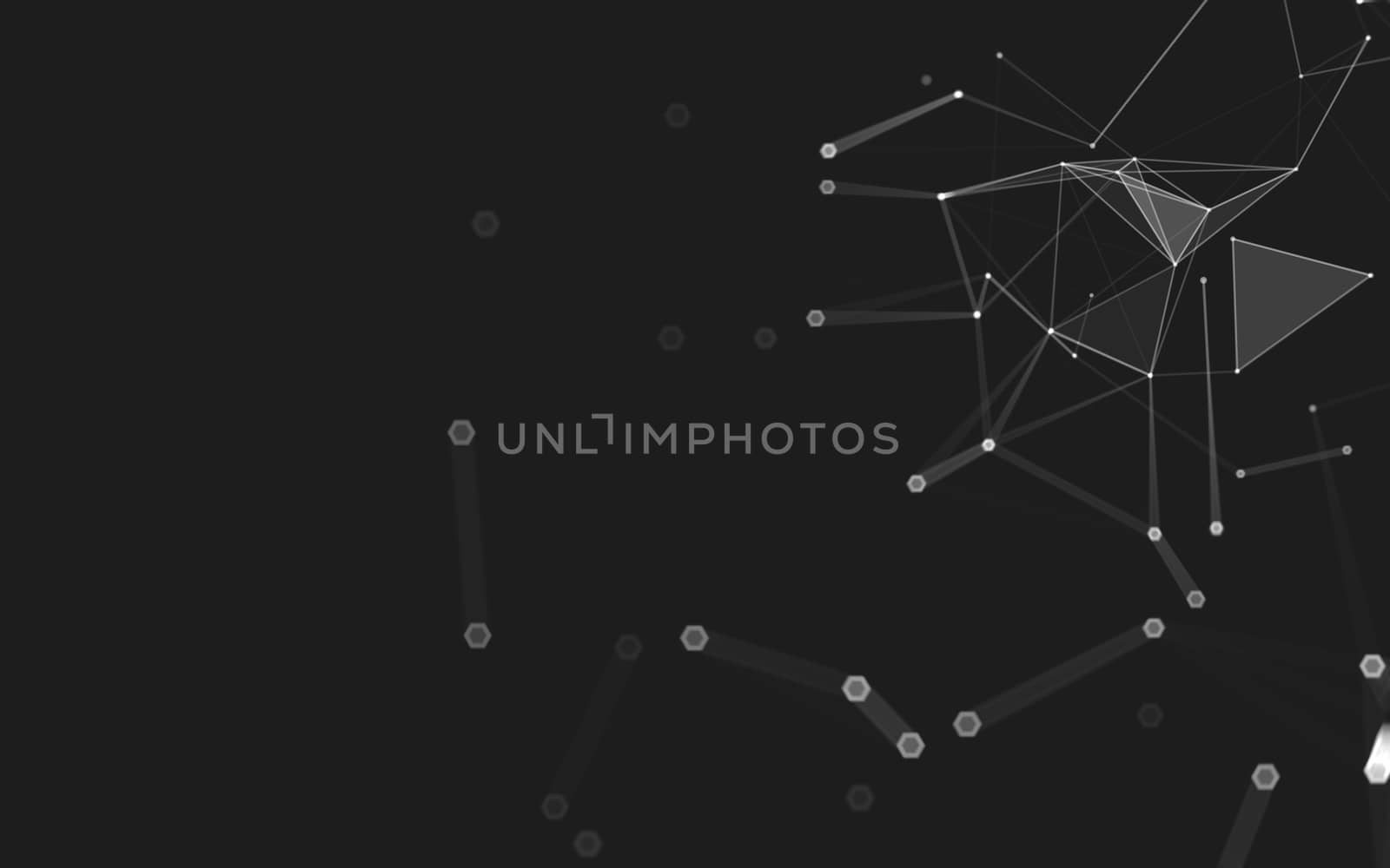 Abstract polygonal space low poly dark background with connecting dots and lines. Connection structure. 3d rendering