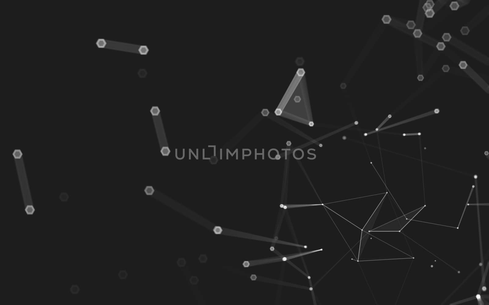 Abstract polygonal space low poly dark background with connecting dots and lines. Connection structure. 3d rendering